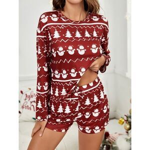 Soft and Cozy Christmas Top and Shorts Pajama Sleepwear Set